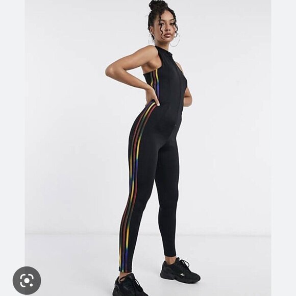Adidas Originals Pride Trefoil Slim Jumpsuit Stage Suit Rainbow One Piece 2XS